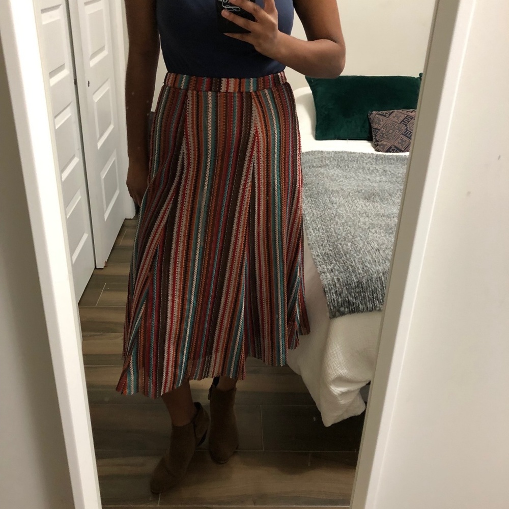 ZARA 70s Striped Knit Midi Skirt